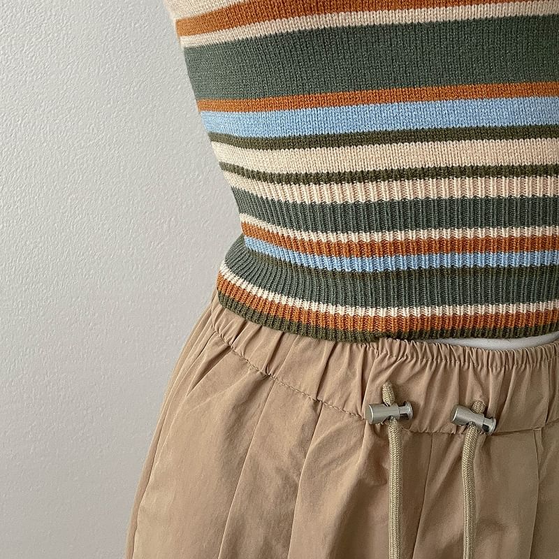 Embroidered Letter Striped Halter Top