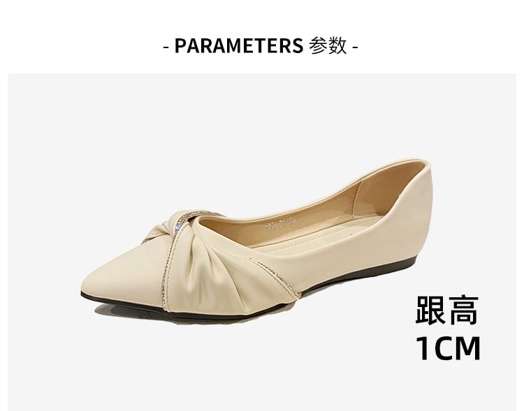 Pointed-Toe Flats Bow Rhinestone