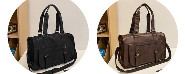 Carryall Bag Plain Leather Faux