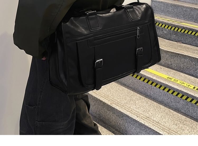 Carryall Bag Plain Leather Faux