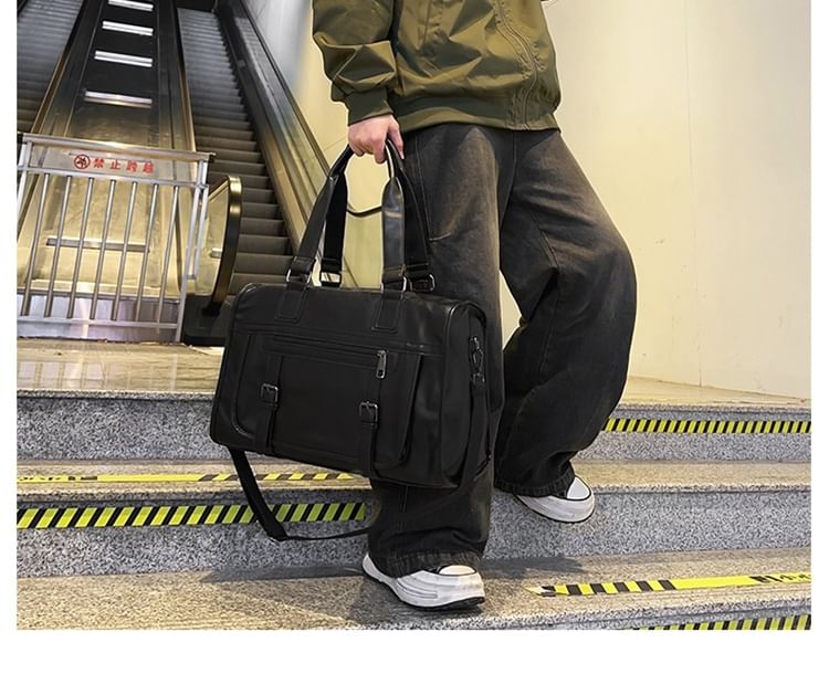 Carryall Bag Plain Leather Faux