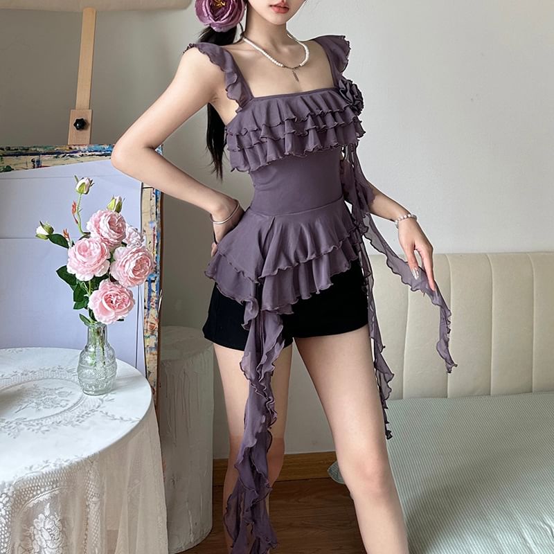 Camisole Plain Trim Ruffle Top