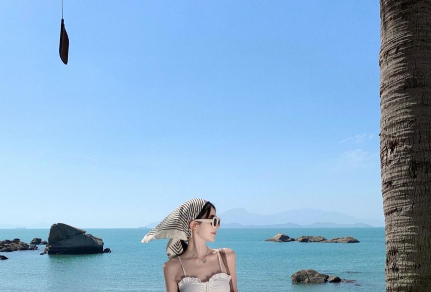 High Top Plain Set: Waist Cropped Maxi Ruffle A-Line Cami + Skirt