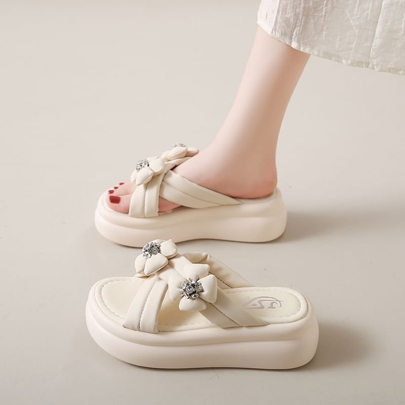 Sandals Slide Platform Flower