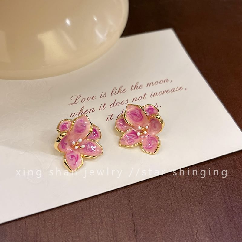 Clip-On Earring Glaze Floral Ear / Stud