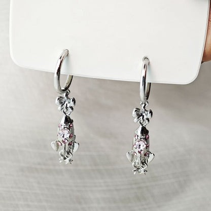 Rhinestone Rocket Hoop Drop Earring