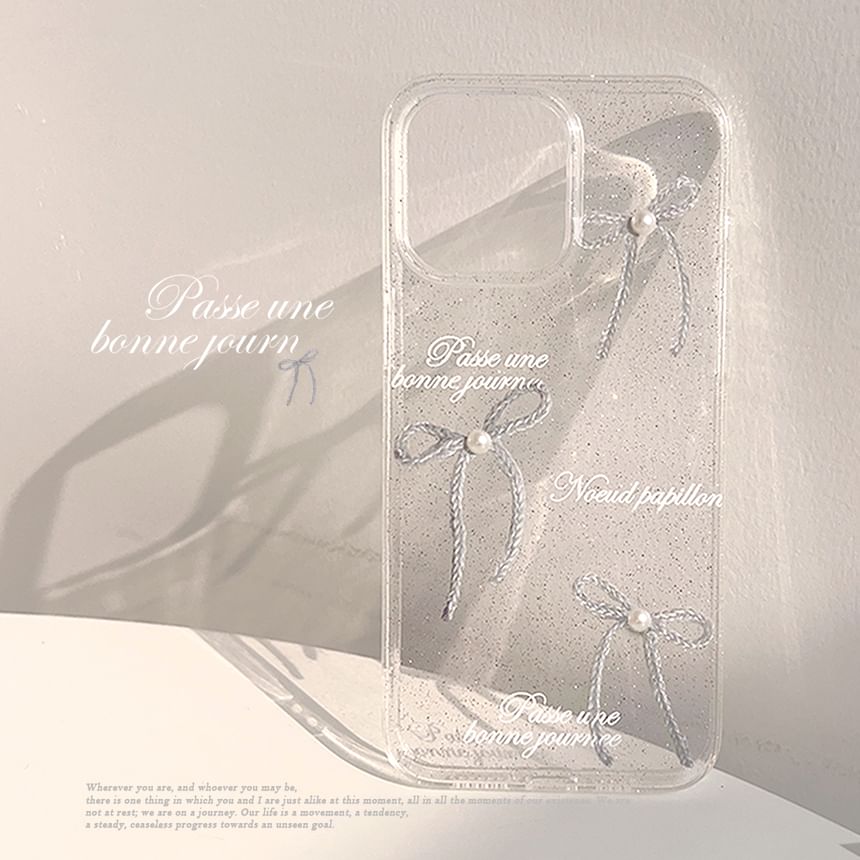 Case Bow Faux Pearl Phone