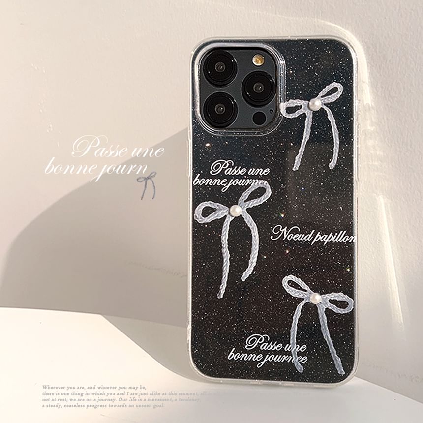 Case Bow Faux Pearl Phone