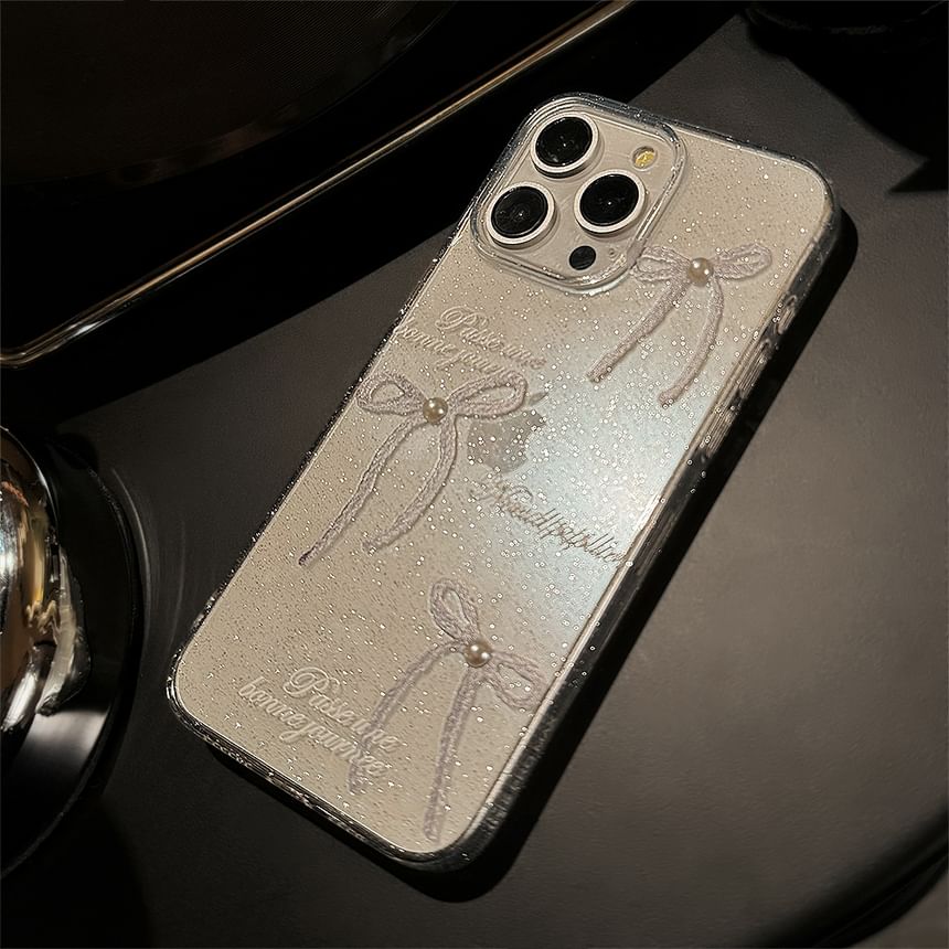 Case Bow Faux Pearl Phone