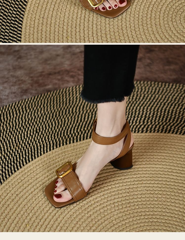 Block Buckled Heel Sandals