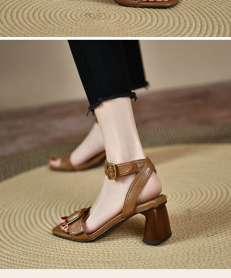 Block Buckled Heel Sandals