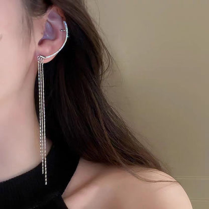 Rhinestone Fringed Ear Cuff