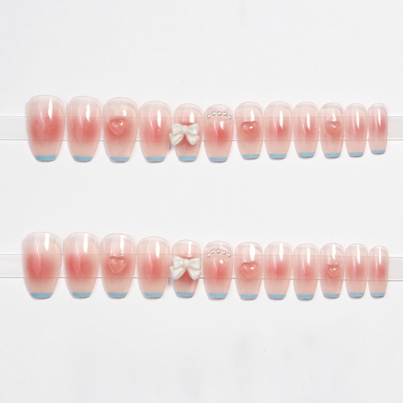 Peach Bow Press On Nail