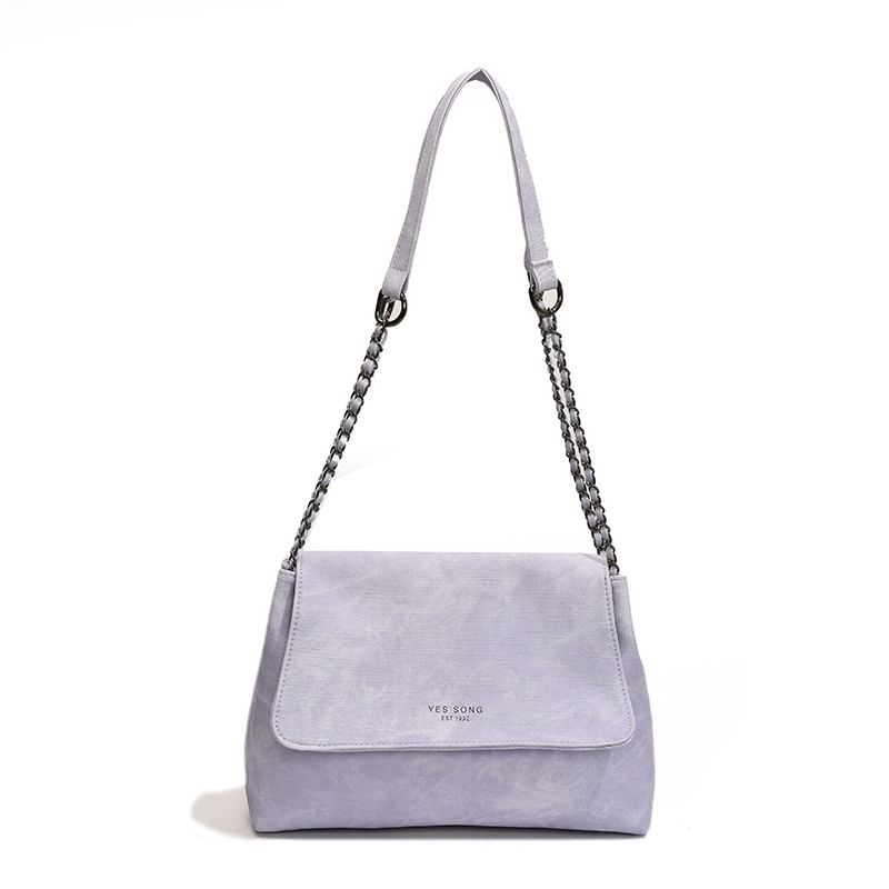 Bag Lettering Faux Leather Tote Chain Strap Flap