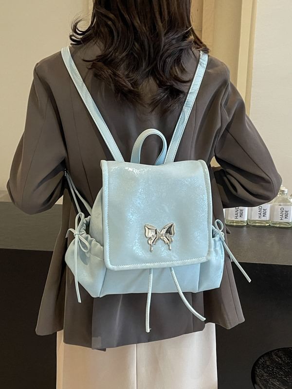 Studded Multi-Pocket Backpack Butterfly Flap