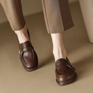 Leather Faux Plain Loafers