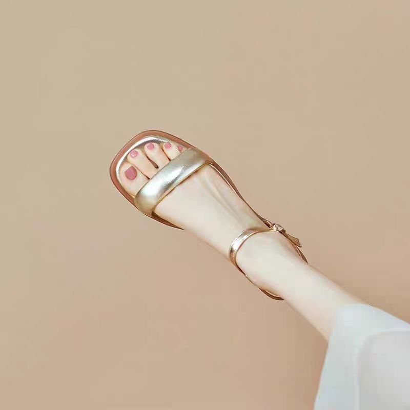 Leather Faux Sandals Metallic