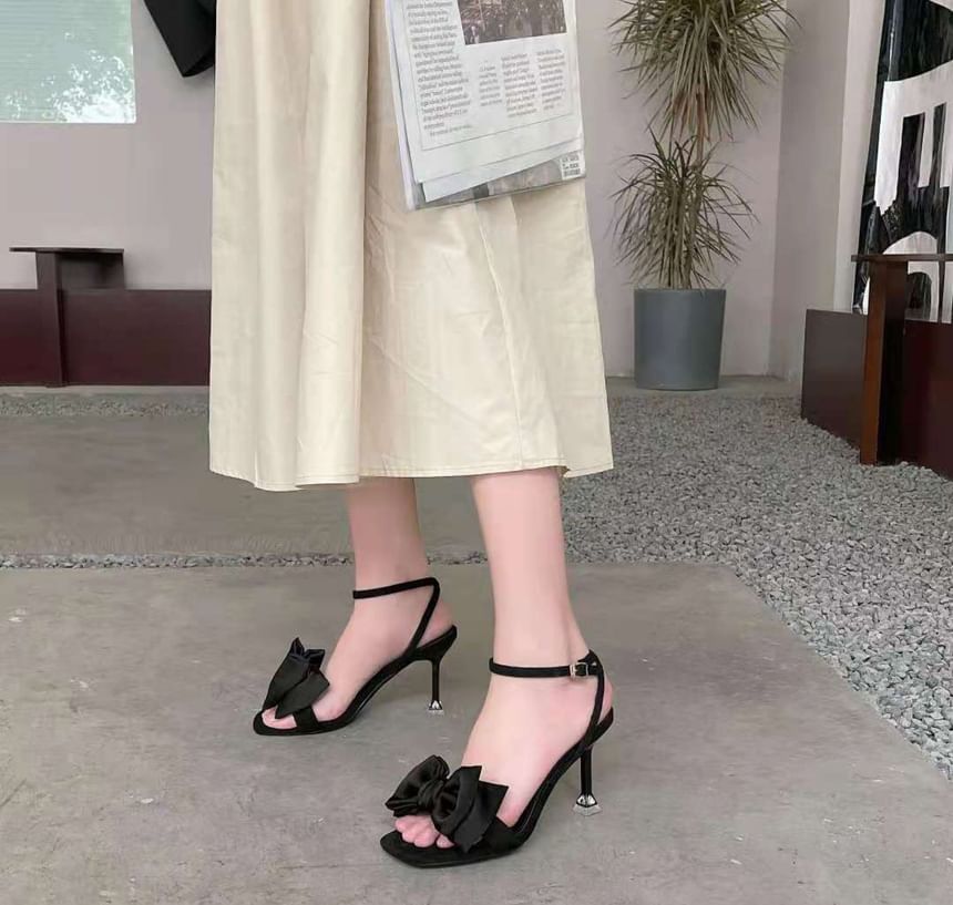 High Sandals Bow Accent Heel