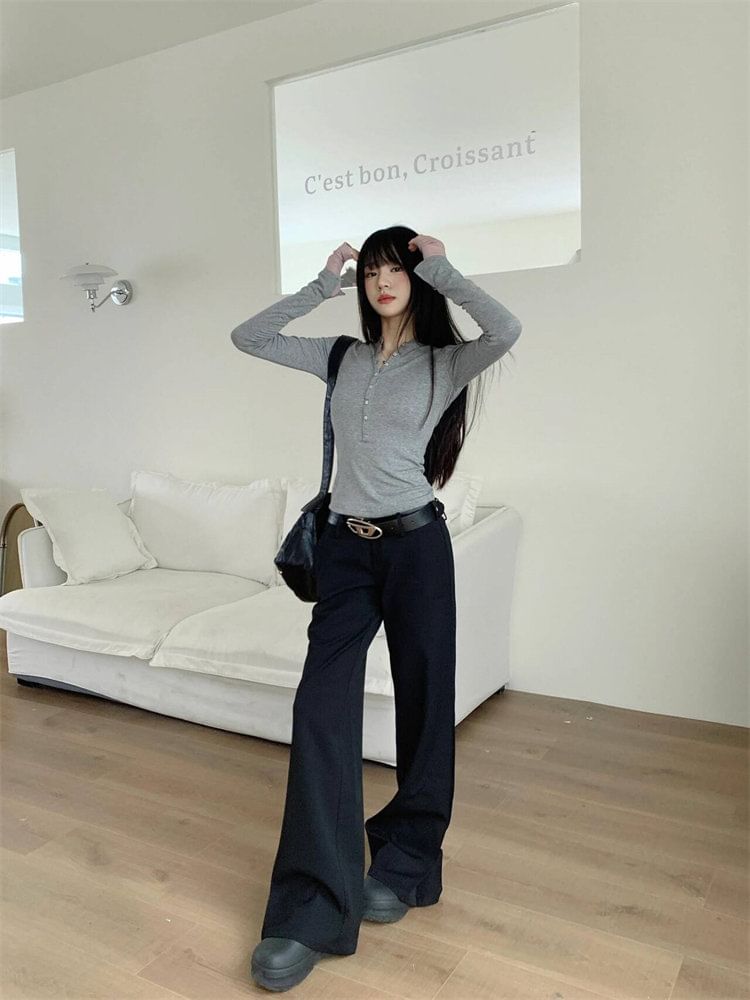 Low Rise Plain Flared Pants (Various Designs)