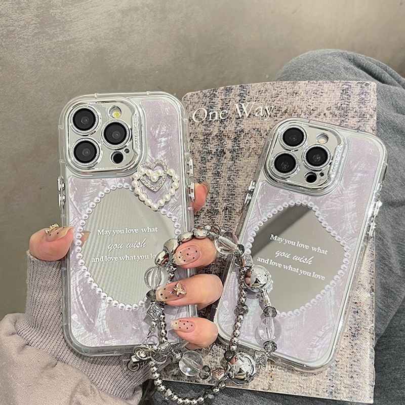 Faux Pearl Phone Mirrored Case