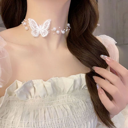 Butterfly Embroidered Necklace / Choker