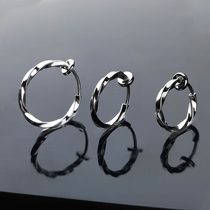 Twisted Stainless Steel Hoop Earring (Various Designs)
