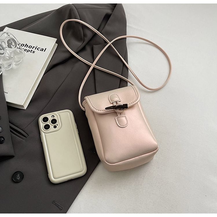 Plain Toggle Faux Leather Mobile Phone Crossbody Bag