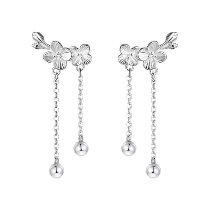 Floral Alloy Asymmetrical Dangle Earring