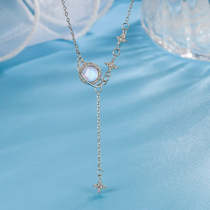 Planet Rhinestone Alloy Lariat Necklace