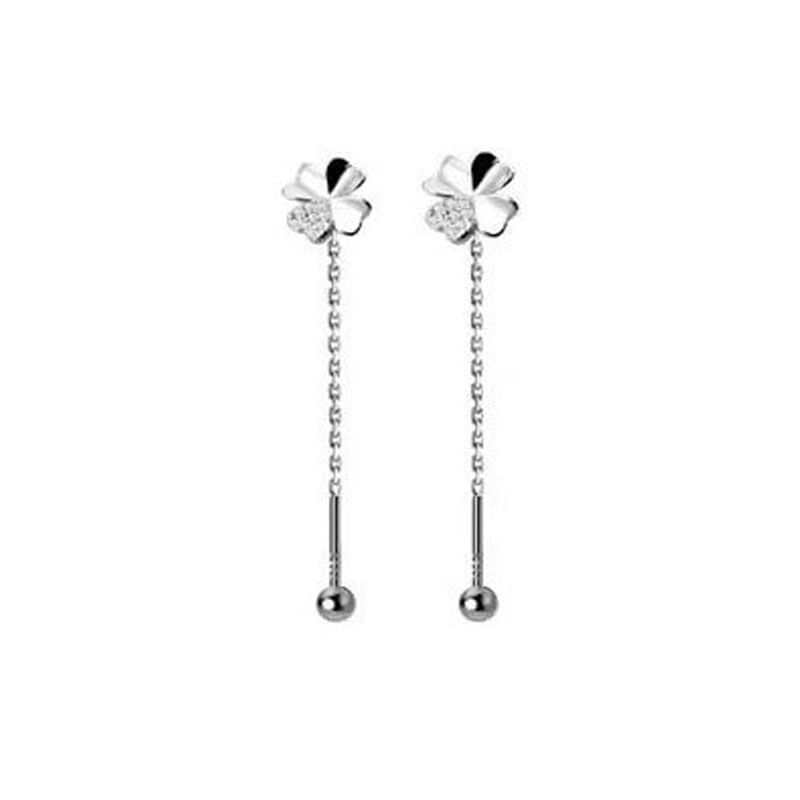 Clover Rhinestone Alloy Dangle Earring