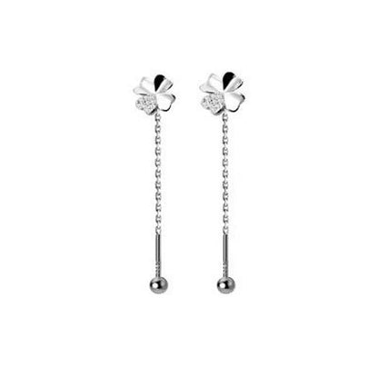 Clover Rhinestone Alloy Dangle Earring