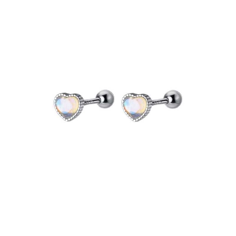 Heart Moonstone Alloy Stud Earring