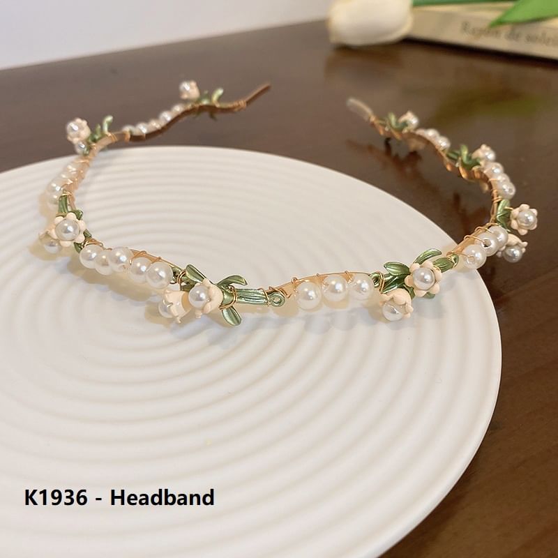 Flower Faux Pearl Hair Claw / Headband / Hair Clip / Necklace / Bracelet