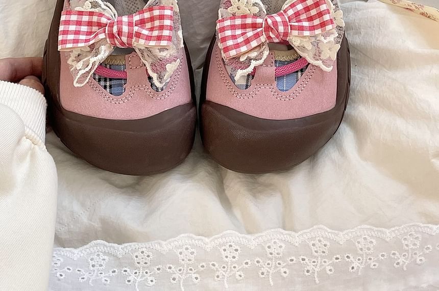 Bow Lace Trim Mary Jane Shoes