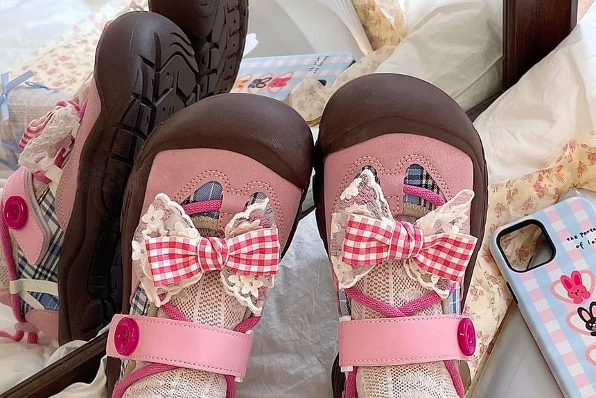 Bow Lace Trim Mary Jane Shoes