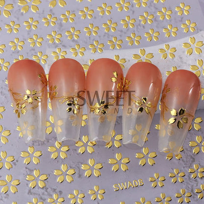 Floral Metallic Nail Art Stickers