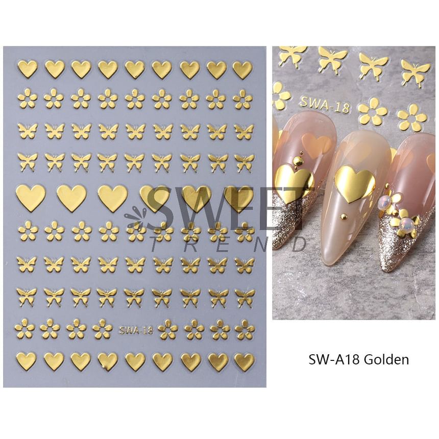 Floral Metallic Nail Art Stickers