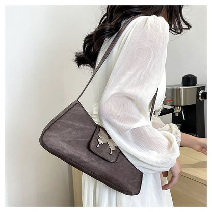 Butterfly Accent Faux Leather Shoulder Bag