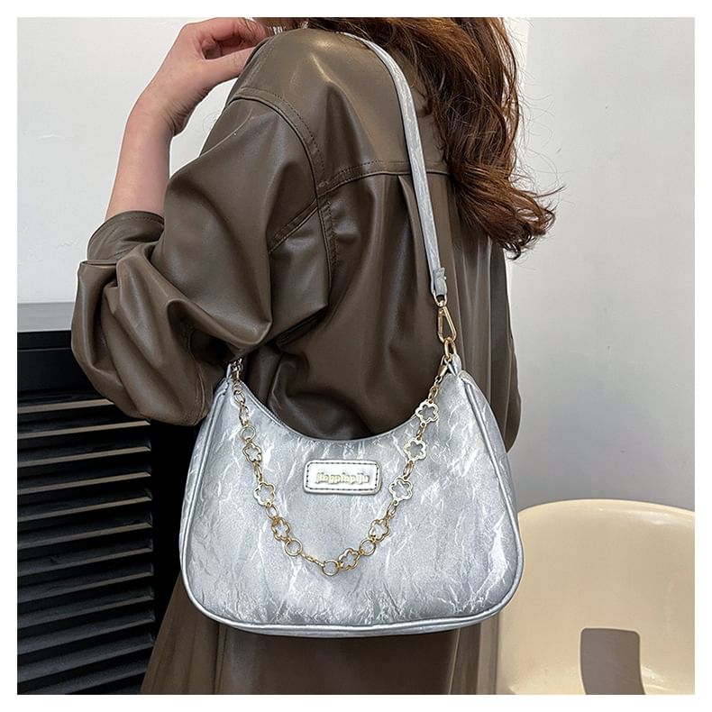 Chain Strap Applique Shoulder Bag