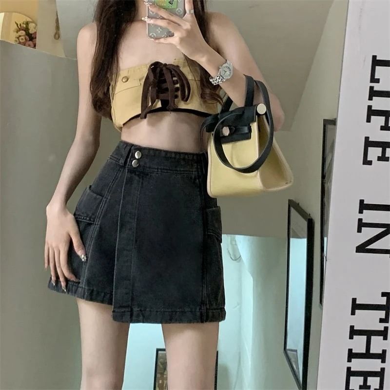 Denim Skort High Waist