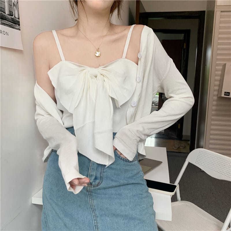 Camisole Cropped Top Plain Bow