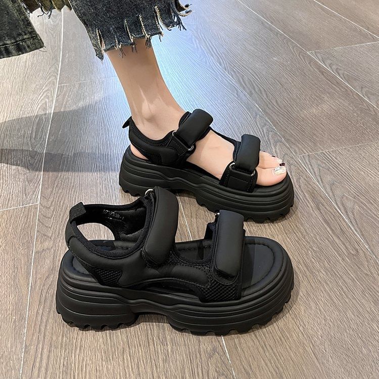 Mesh Panel Sandals Platform