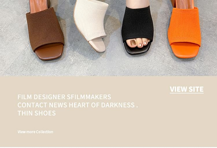 Slide Heel Plain Sandals Block
