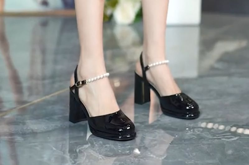 Sandals Plain Heel Slingback Block