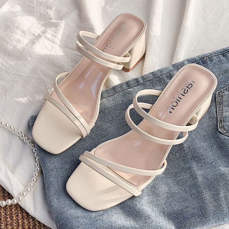 Block Plain Heel Sandals