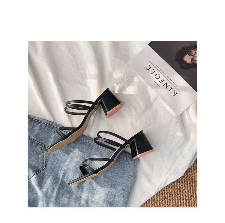 Block Plain Heel Sandals
