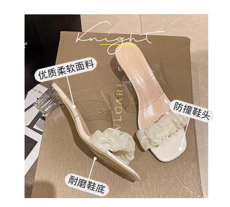 Sandals Slide Heel High Ruffle