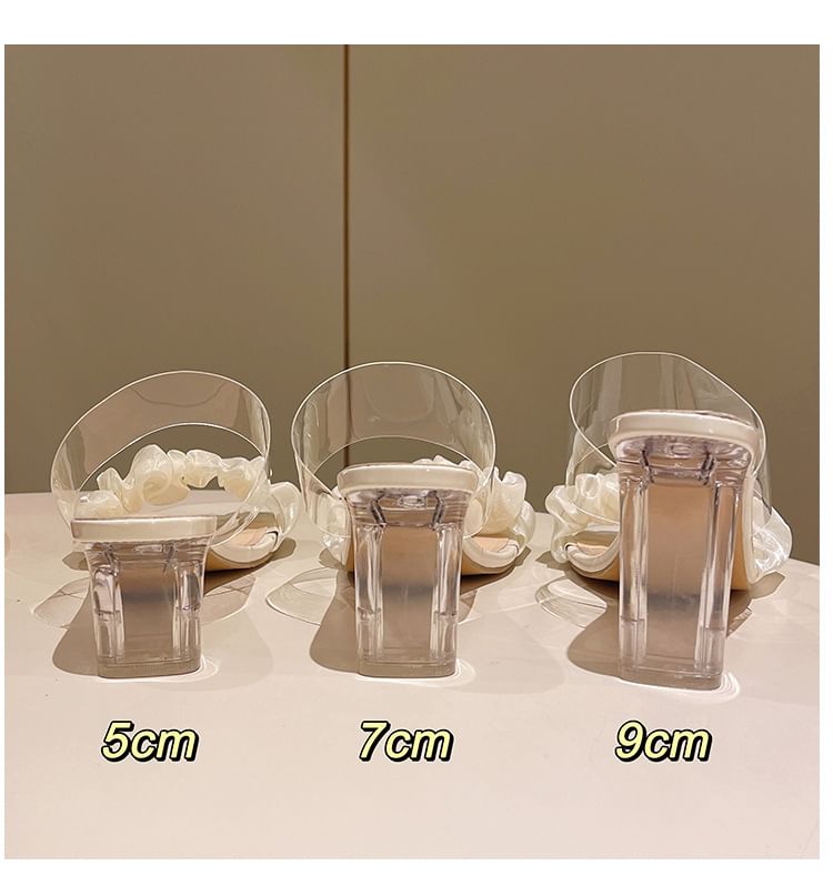 Sandals Slide Heel High Ruffle