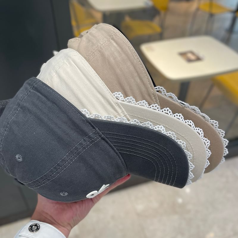 Baseball Lace Cap Embroidered Bow Trim