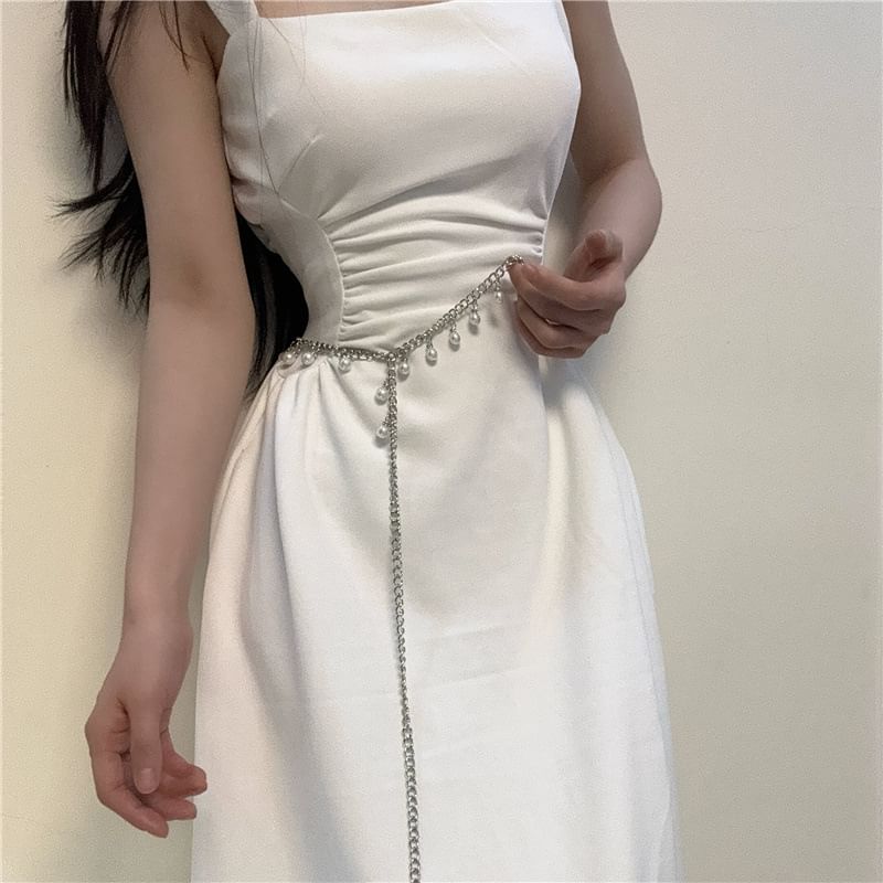 Fringed Belt Chain Pearl Waist Faux